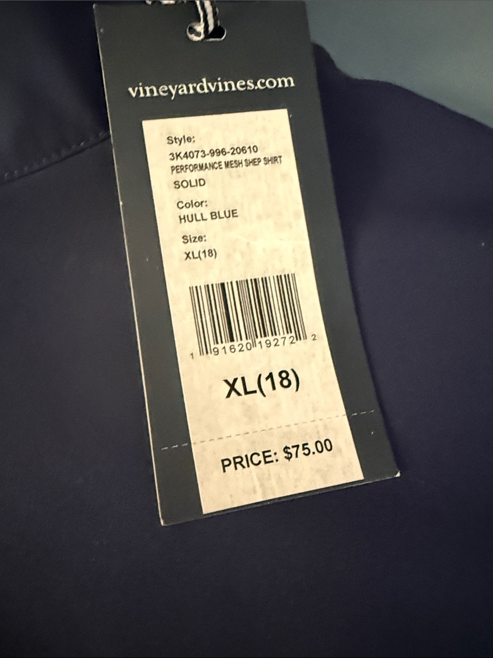 Vineyard Vines Navy and Light Blue Kids Quarter-Zip Pullover with Red Zip - Picture 4 of 4